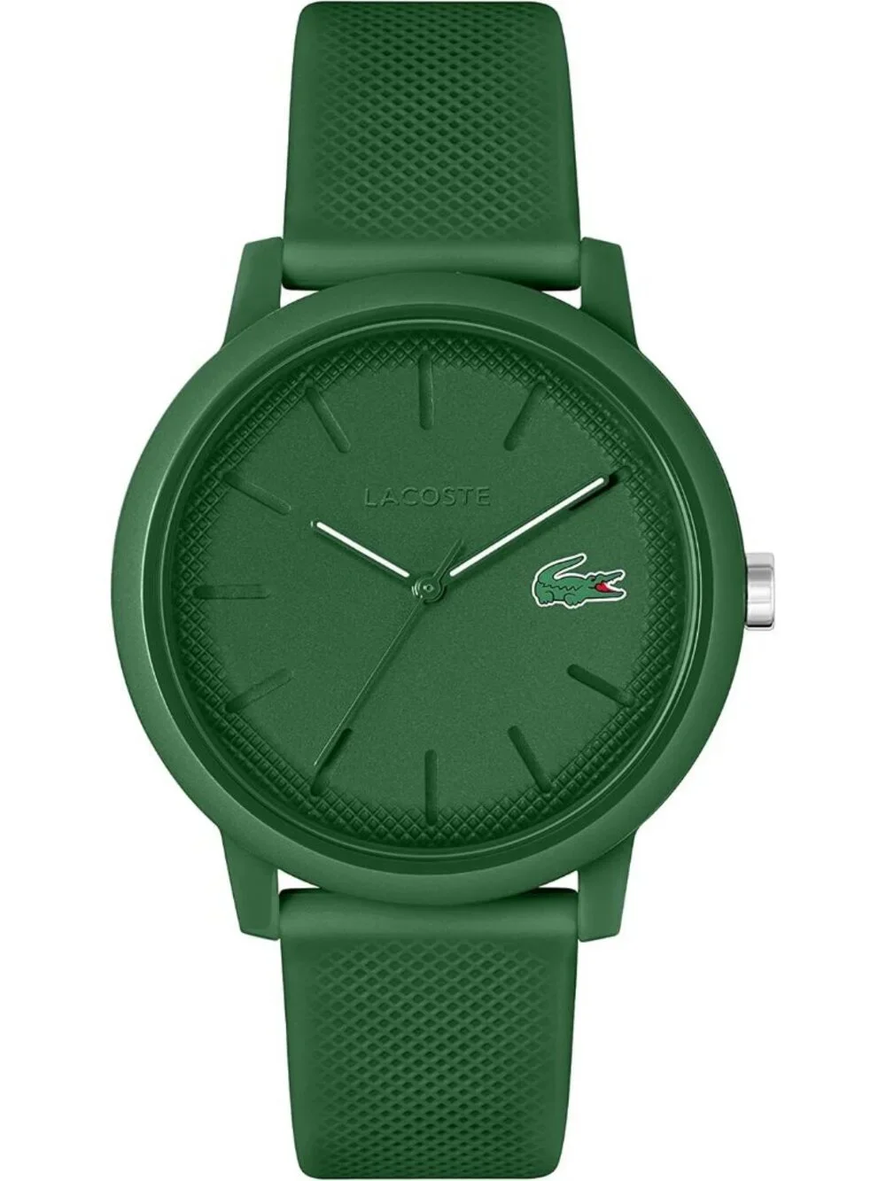 Men's Green Rubber Strap Analog Quartz TR90 Case Premium Sporty Round Watch